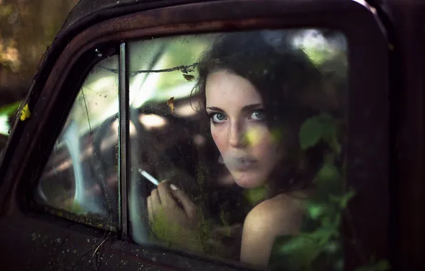 Machine, girl, window