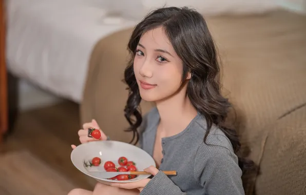 Beautiful, Asian, Model, Smile, Bed, Woman, Cute, Pretty