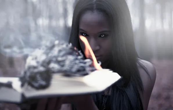 Eyes, look, girl, fire