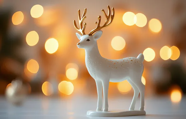 White, light, lights, lights, toy, deer, Christmas, New year