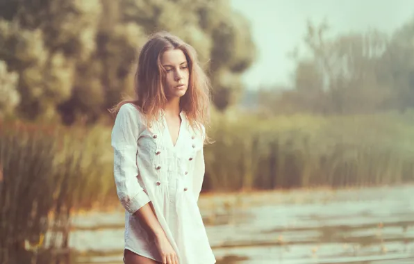 Shirt, legs, in the water, Kseniya Kokoreva