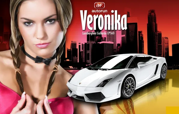 Sexy, Veronika Fasterova, brunette, lamborghini gallardo lp560