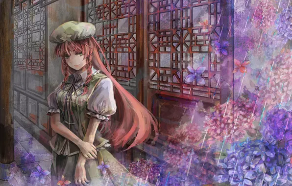Girl, pattern, cap, Touhou, Touhou