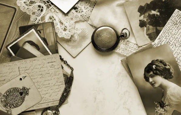 Picture retro, background, watch, map, Sepia, photos, ACE, lace