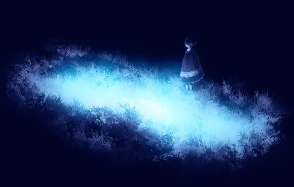Grass, light, darkness, girl, postapokalipsis