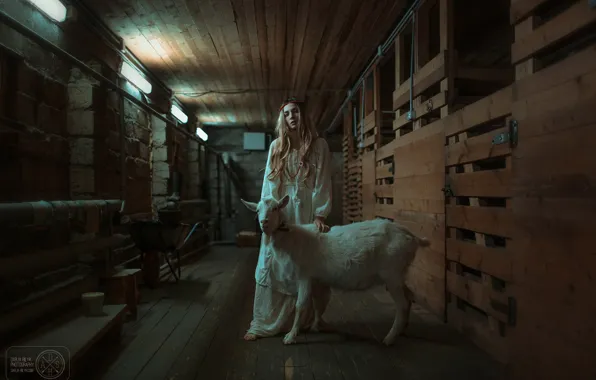 Girl, goat, Darya Bilyk