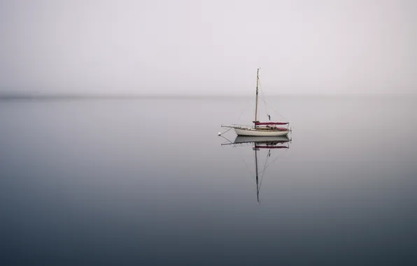 Picture sea, fog, boat