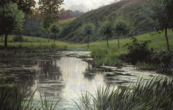 Landscape, pond, Rodolphe Wytsman, Rodolphe Wytsman