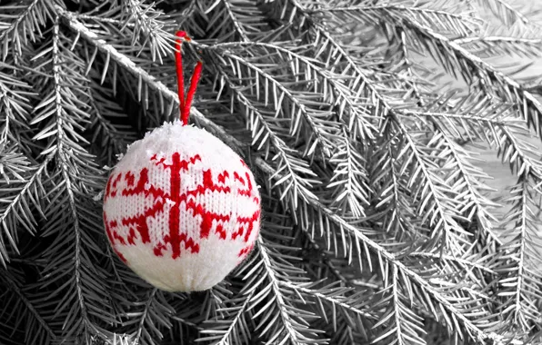 Snow, decoration, balls, toys, tree, wool, New Year, Christmas
