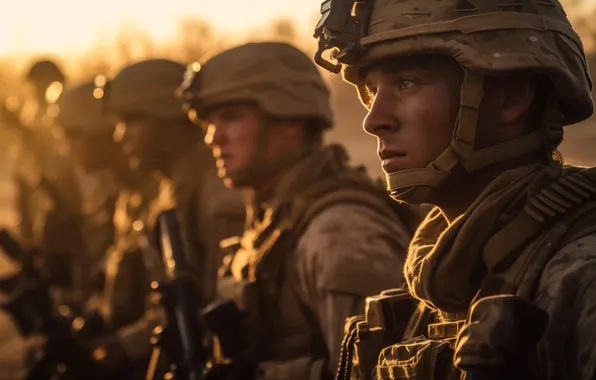 Soldiers, Male, Digital art, Equipment, Machines, Closeup, AI art, The Art of Artificial Intelligence