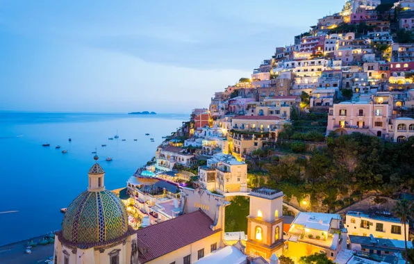 Sea, the evening, Italy, Amalfi, Positano