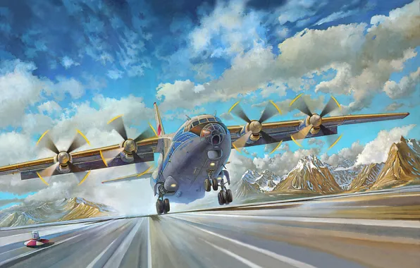 Aviation, art, the plane, Soviet, transport, AN-12БК