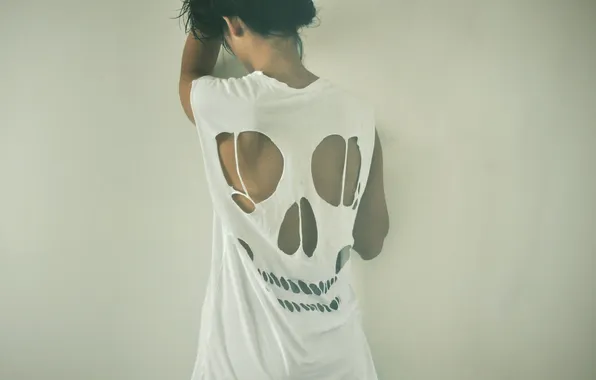 Girl, back, Mike, brunette, skeleton