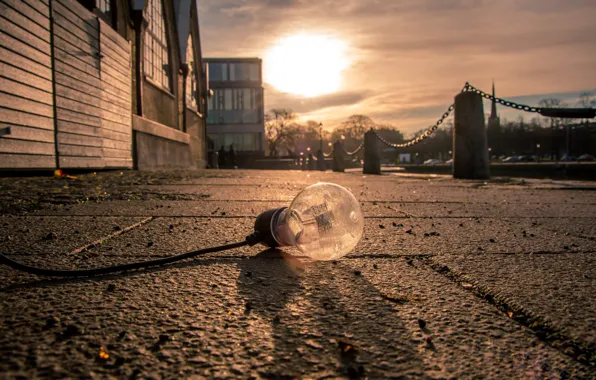 Picture the sky, light bulb, the city, shadow, bokeh