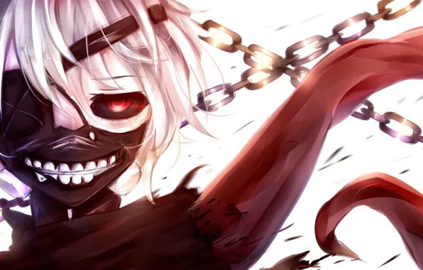 Picture face, anime, guy, chain, Tokyo Ghoul, Ken Kanek