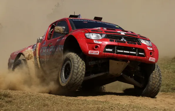 Picture race, Mitsubishi, the roads, pickup, Off Road Racing