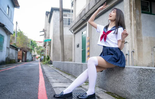 Joy, positive, Asian, gesture, school uniform, school uniform, asian, joy