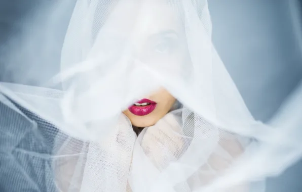 Girl, lips, veil