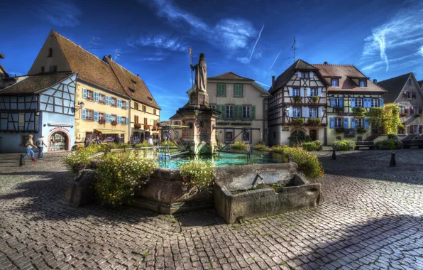 France, HDR, home, area, monument, Eguisheim Alsac
