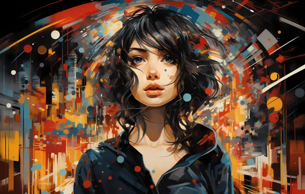 Picture girl, face, image, digital painting, digital art, AI art, digital painting, The Art of Artificial …