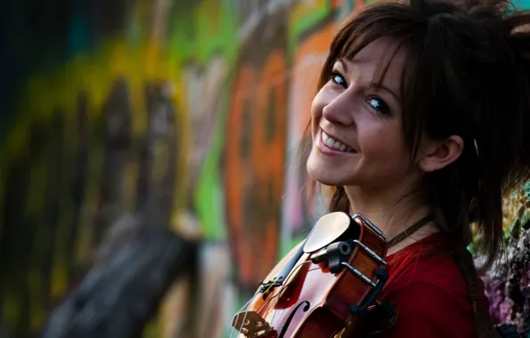 Smile, graffiti, violin, violin, Lindsey Stirling, Lindsey Stirling