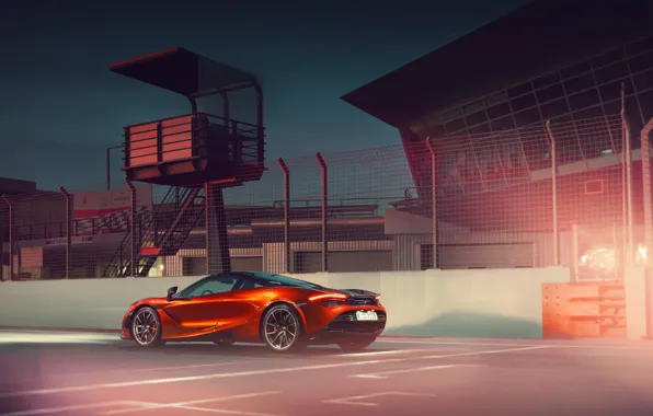 McLaren, Orange, Power, Supercar, Track, Rear, 570S