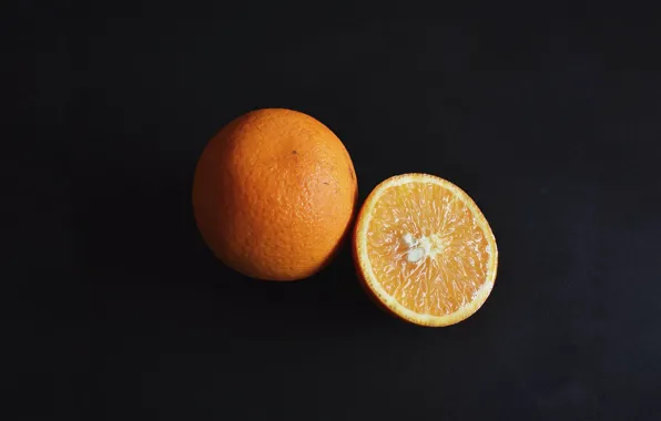 Orange, minimalism, black background
