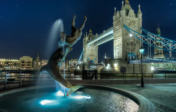 Picture night, England, London, night, Tower Bridge, London, England