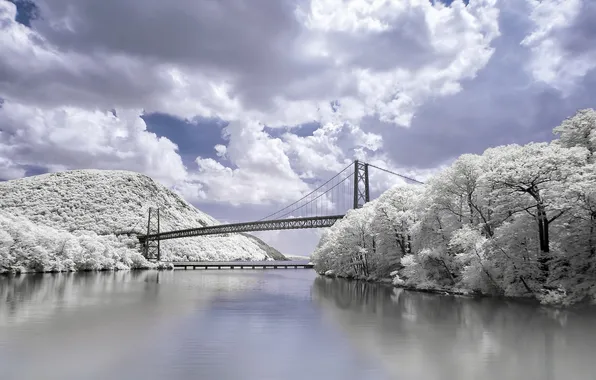 Picture landscape, bridge, river
