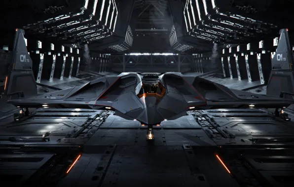 The plane, Hangar, Art, Bomber, Game, Transport, Bomber, Star Citizen
