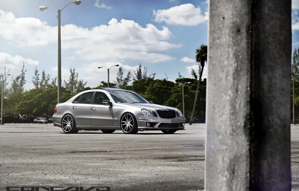 Machine, auto, the sky, clouds, post, Mercedes Benz, auto, Black