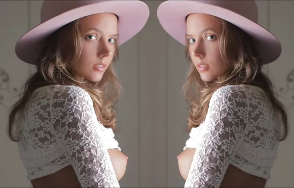 Hat, boobs, oops, two, look, pose, Clover, erotic games