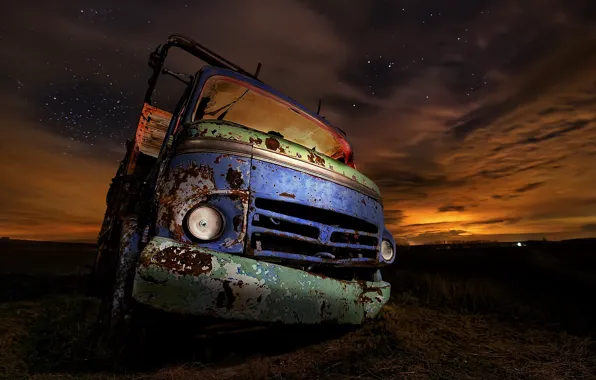 Machine, night, rusty, truck