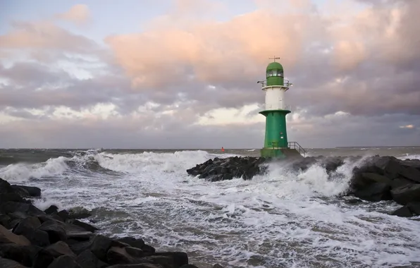 Picture sea, wave, coast, lighthouse