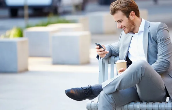 Picture smile, costume, phone, male, beautiful