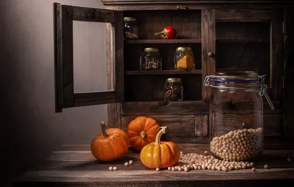 Glass, table, Board, food, peas, kitchen, jars, Bank