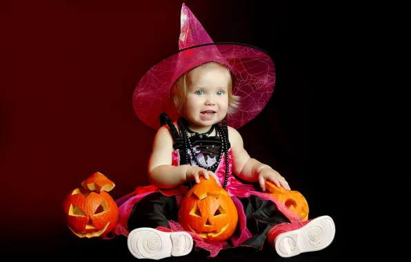 Picture holiday, girl, pumpkin, Halloween