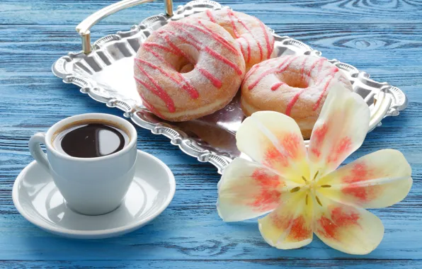 Flower, Tulip, coffee, donuts