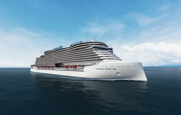 The ocean, Sea, The ship, Rendering, Norwegian, Passenger ship, Passenger liner, Vessel