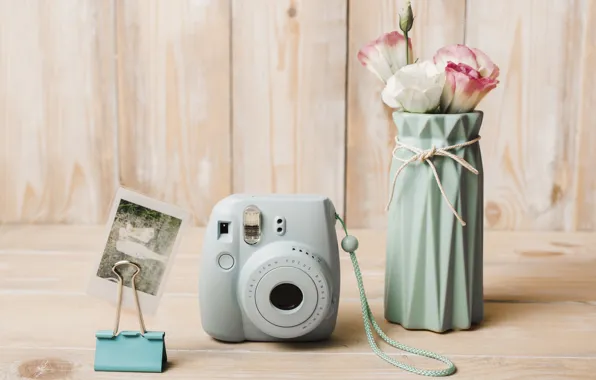 Retro, bouquet, Pink, the camera, vase, flower, vintage, Vintage