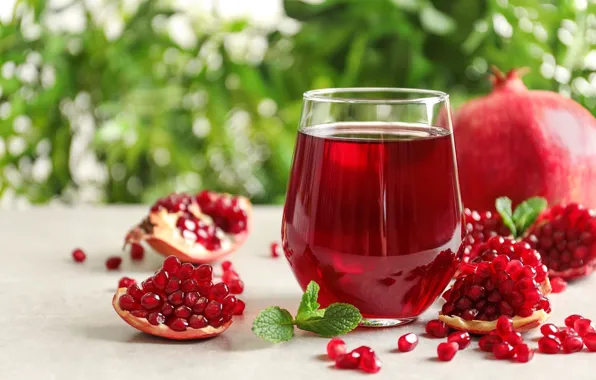 Red, juice, fruit, pomegranate syrup
