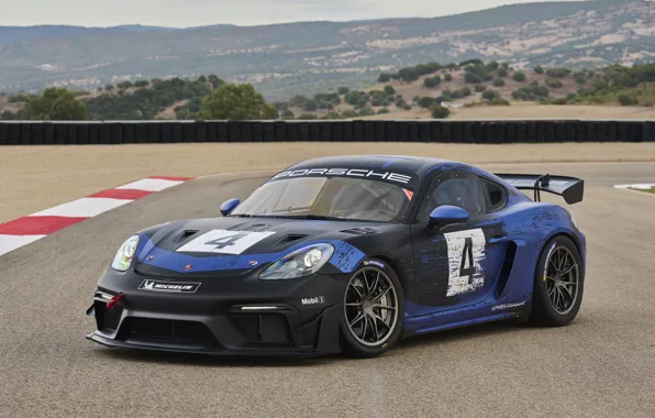 Porsche, Cayman, Front, Black, Track, Clubsport