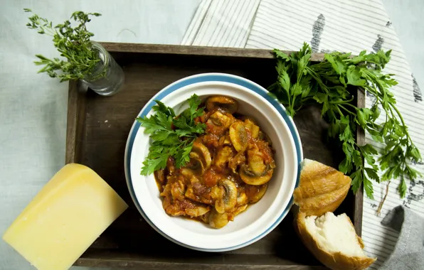 Mushrooms, Dish, fried chicken, Bread, Mushrooms, roast chicken, Parsley