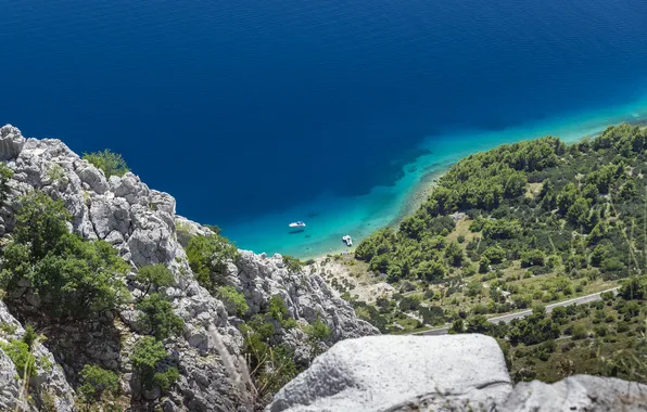 Picture sea, summer, rocks, stay, coast, yachts, Croatia