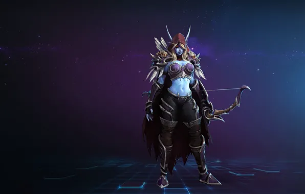 Girl, bow, Archer, art, beast, WoW, World of Warcraft, elf