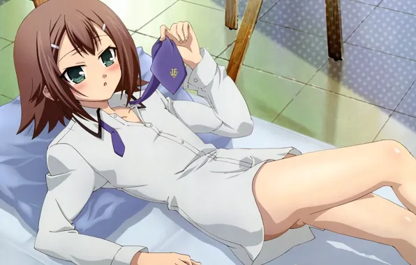 Tie, lies, shirt, guy, on the floor, embarrassment, Baka to Test to Shoukanjuu, Hideyoshi Kinoshita