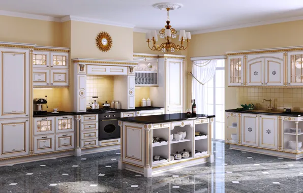 Picture furniture, watch, interior, kitchen, chandelier