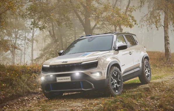 Fog, Trees, Jeep, 2023, Electric crossover, Electric crossover, Jeep Avenger 4x4 Concept, Jeep Avenger