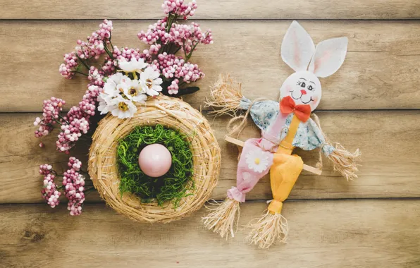 Toy, egg, moss, Rabbit, Branches, Easter, socket, Holiday