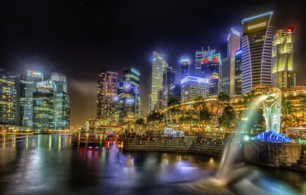 Picture building, home, the evening, Singapore, skyscrapers, Singapore, naght, sity